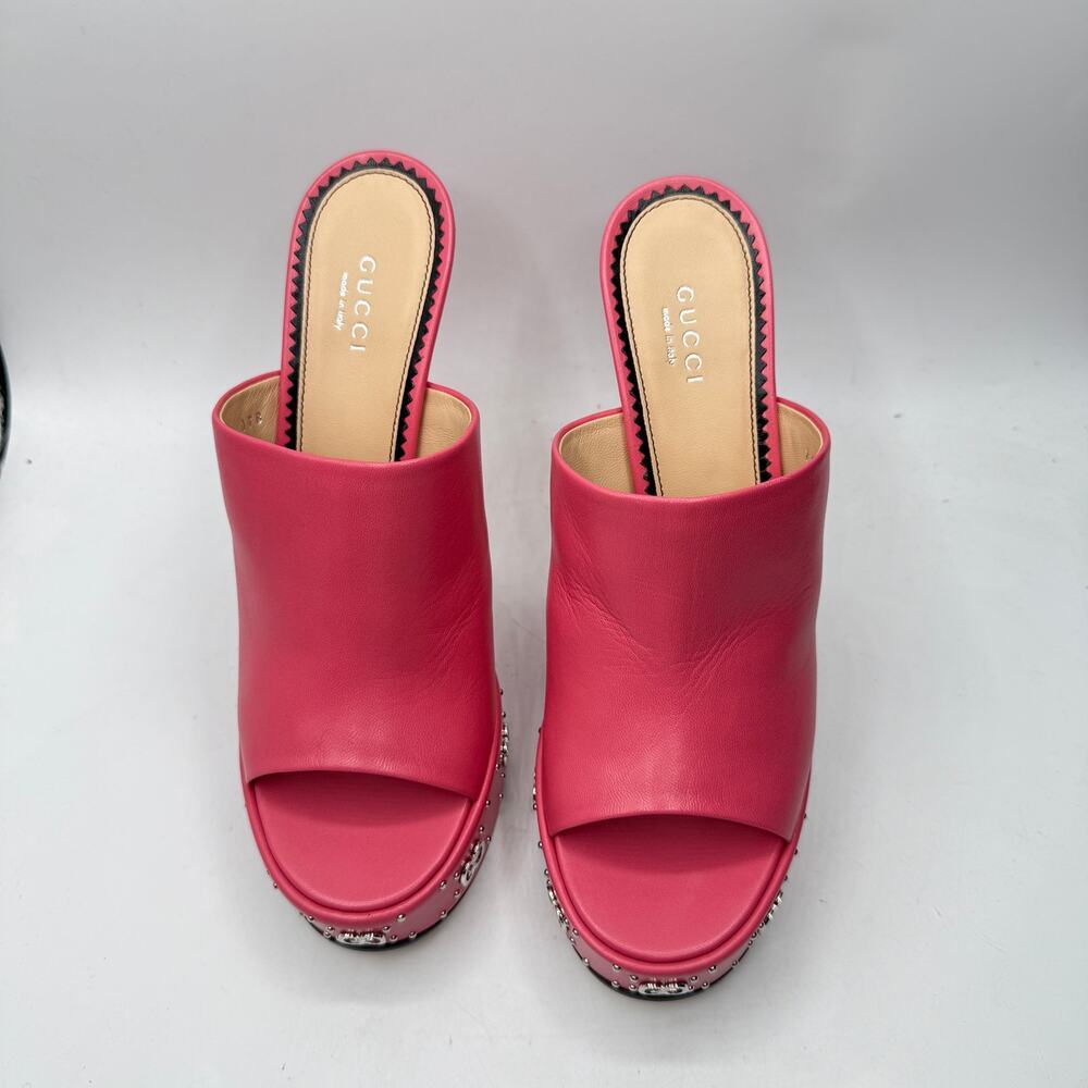 Gucci GG Stud Platform Malaga Kid Rhodamine Pink Size 39.5 US 9.5 - Picture 5 of 14